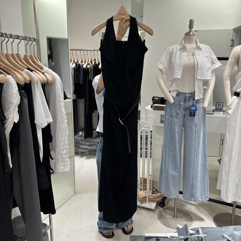 RENDER東大門㊣實拍女士新品時尚推薦真品連衣裙不含腰帶超長RENDER連衣裙