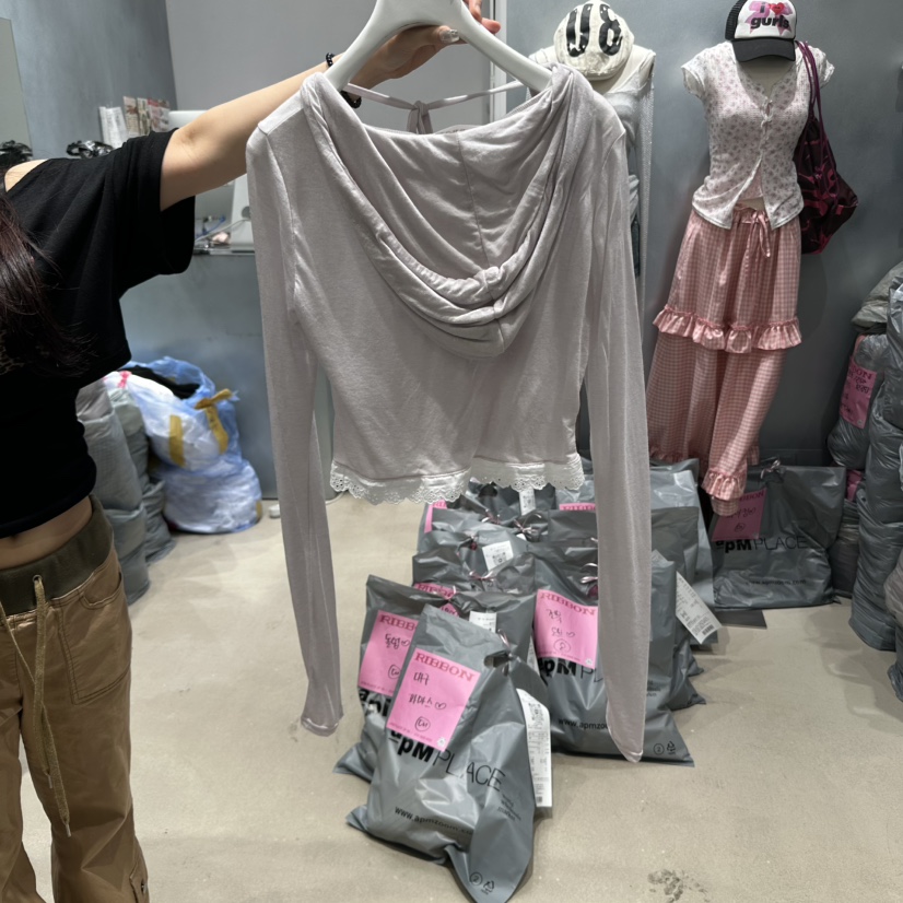 RIBBON韓國代購㊣女士新款職業25春夏熱賣休閑推薦衛衣連帽衫RIBBON衛衣