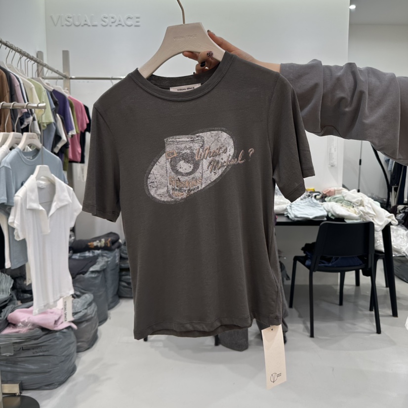 VISUAL SPACE東大門㊣代購女裝新款時尚熱賣職業休閑人氣T恤VISUAL SPACET恤圖色3