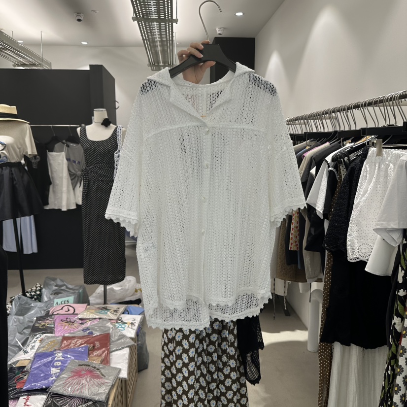 A.CES東大門㊣代購女士新品真品熱賣25春夏襯衫蕾絲衫刺繡A.CES襯衫/蕾絲衫圖色2