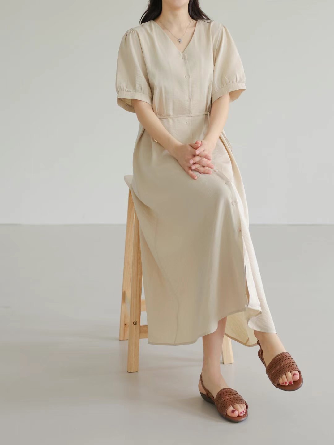 WHITE BEAR東大門㊣實拍女裝新品休閑25春夏職業真品連衣裙WHITE BEAR連衣裙