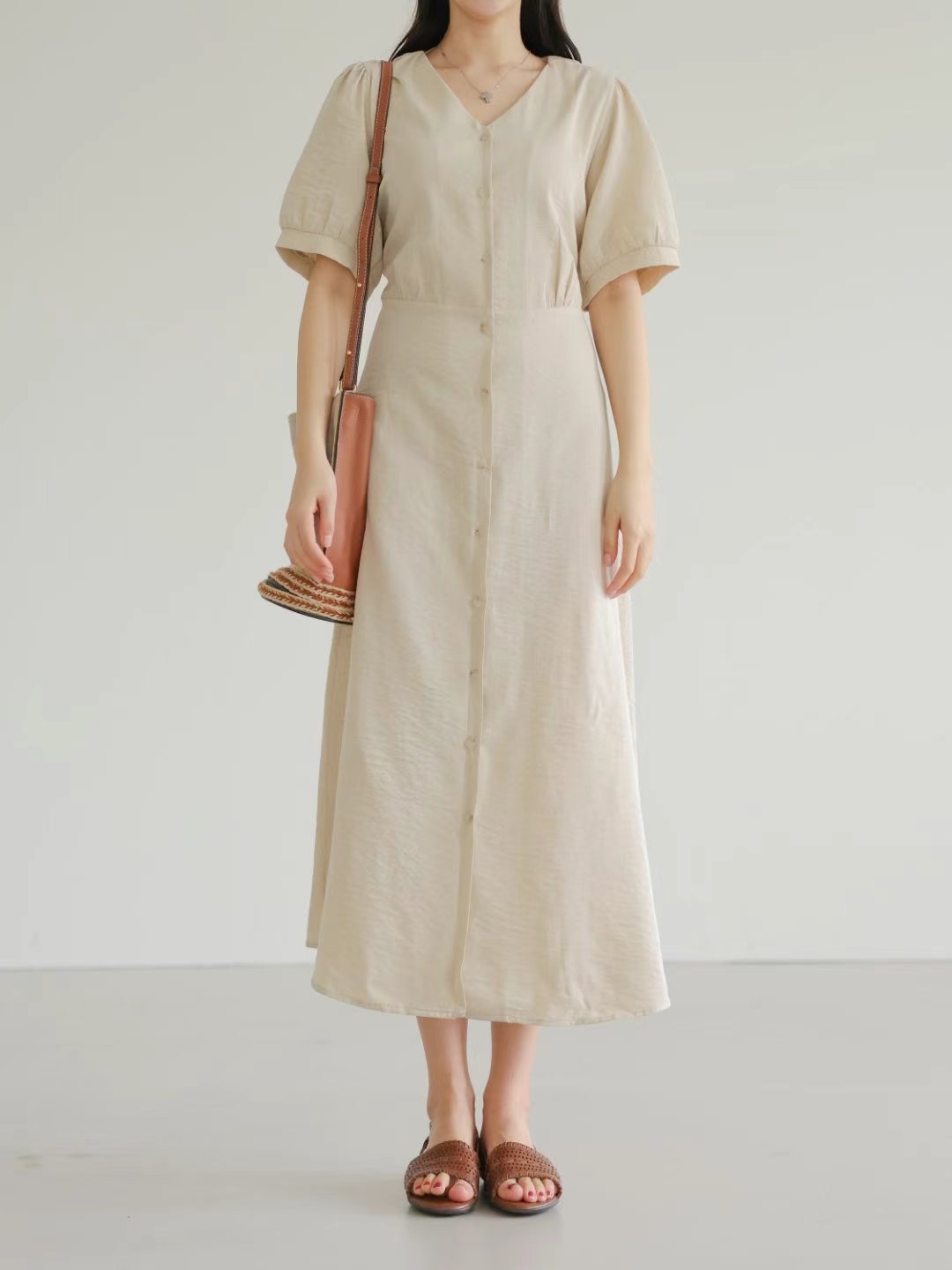 WHITE BEAR東大門㊣實拍女裝新品休閑25春夏職業真品連衣裙WHITE BEAR連衣裙