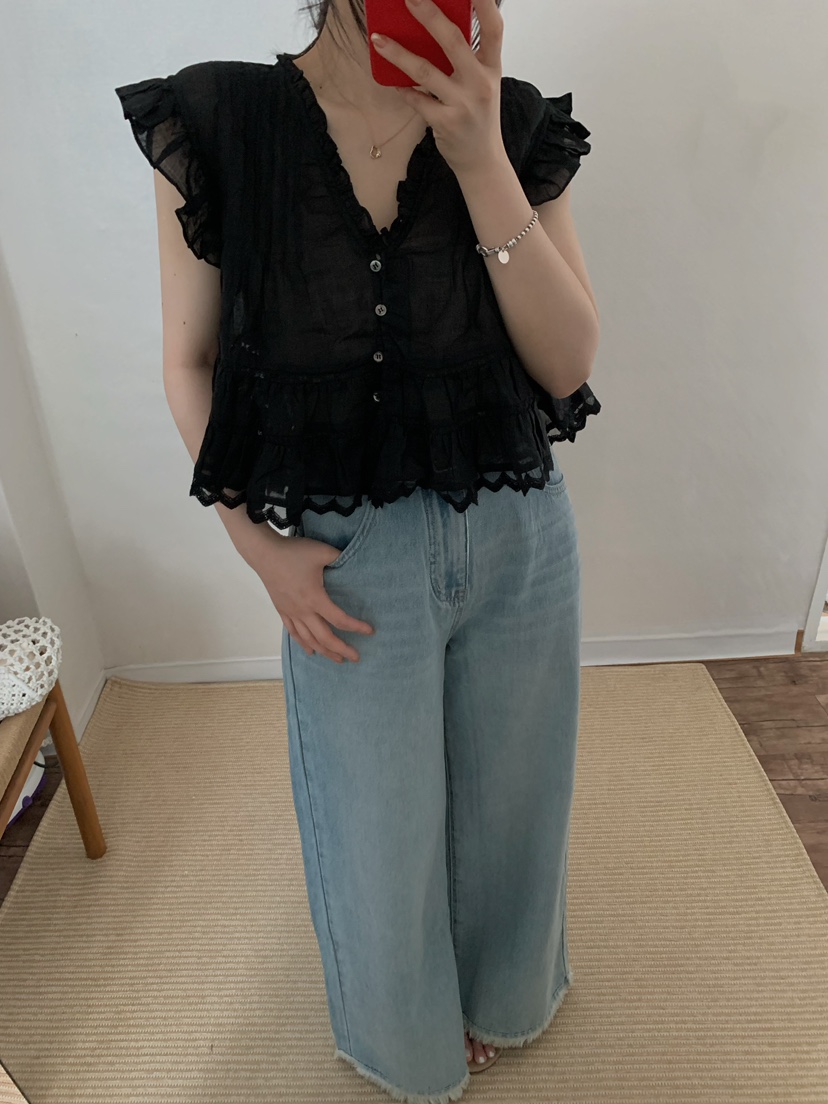 TWENTY FOUR SEVEN24-7韓國直郵㊣女士新品時尚襯衫蕾絲衫蕾絲TEWNTY FOUR SEVEN24-7襯衫/蕾絲衫