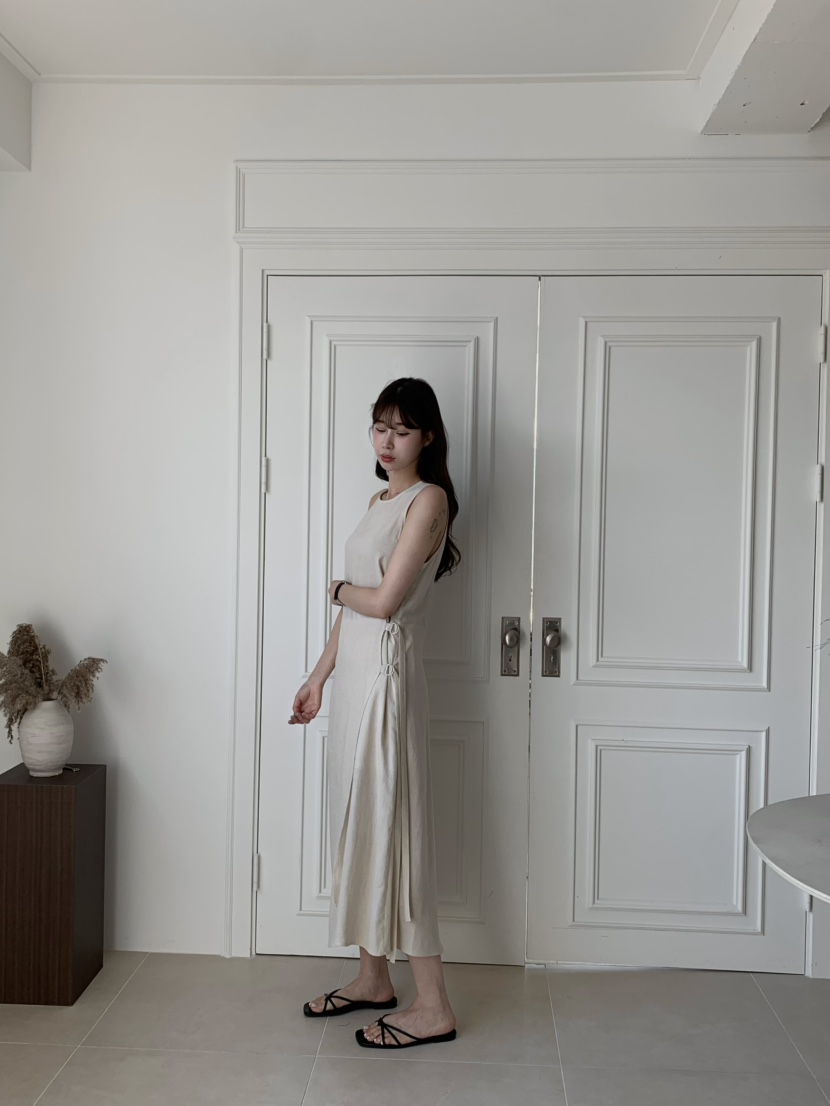 ALATE韓國代購㊣女士新品推薦真品人氣25春夏時尚連衣裙亞麻LEGACY連衣裙