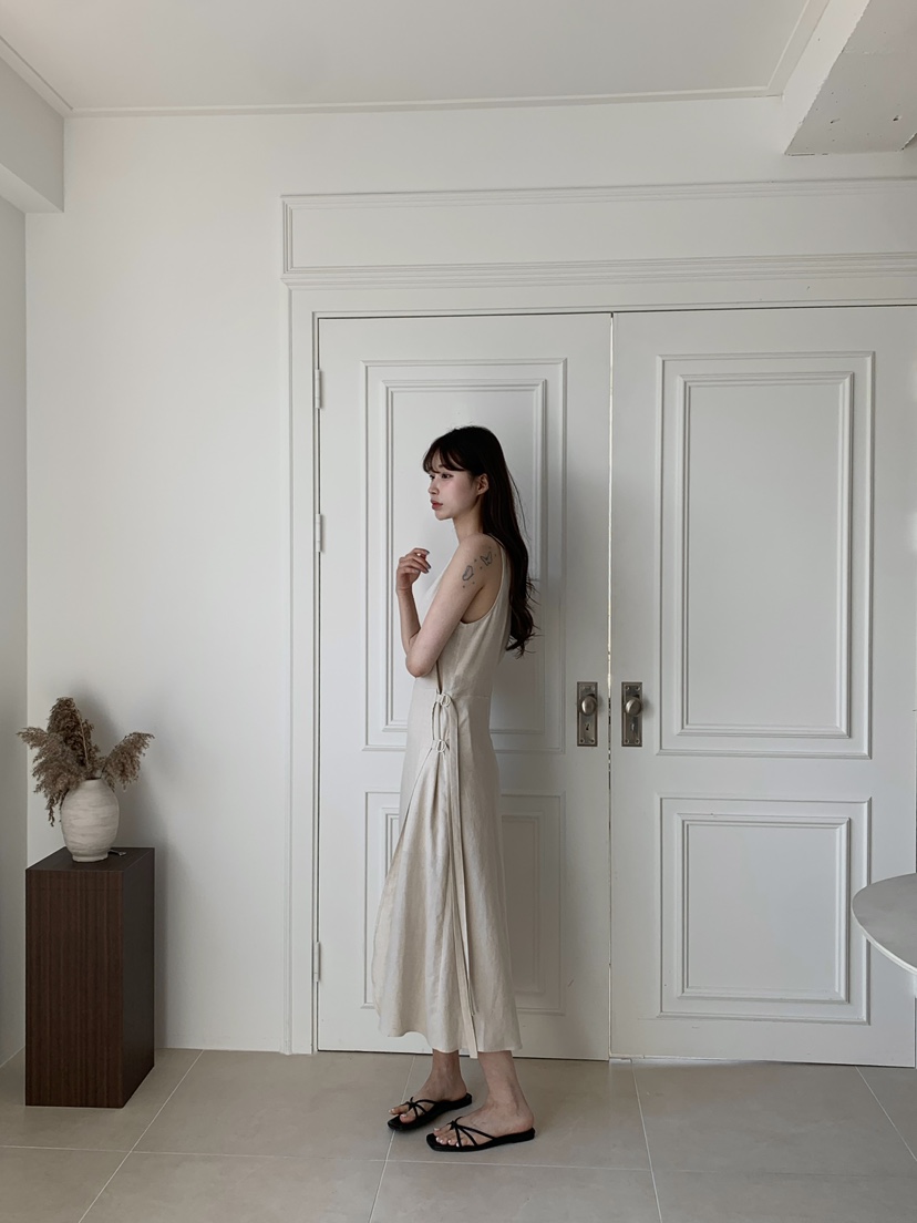 ALATE韓國代購㊣女士新品推薦真品人氣25春夏時尚連衣裙亞麻LEGACY連衣裙