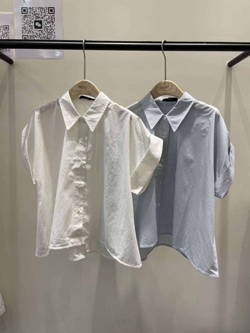 NEOUL韓國代購㊣女裝新品休閑熱賣推薦時尚真品職業襯衫蕾絲衫NEOUL/ahin雙領標簽襯衫/蕾絲衫