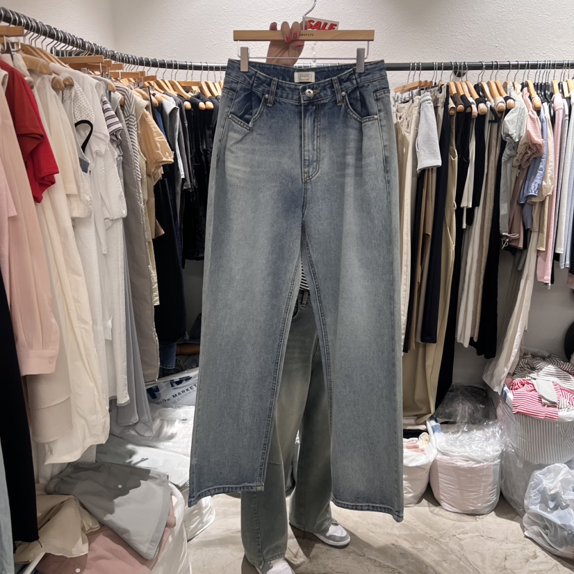 ALMOND PEPE韓國直郵㊣女士新品時尚25春夏職業牛仔褲特價ALMOND PEPE牛仔褲