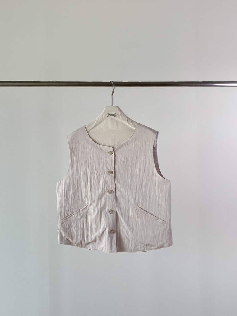 ONE MONE韓國代購㊣女裝新品休閑25春夏推薦馬甲兩面可穿格紋ONE MONE馬甲