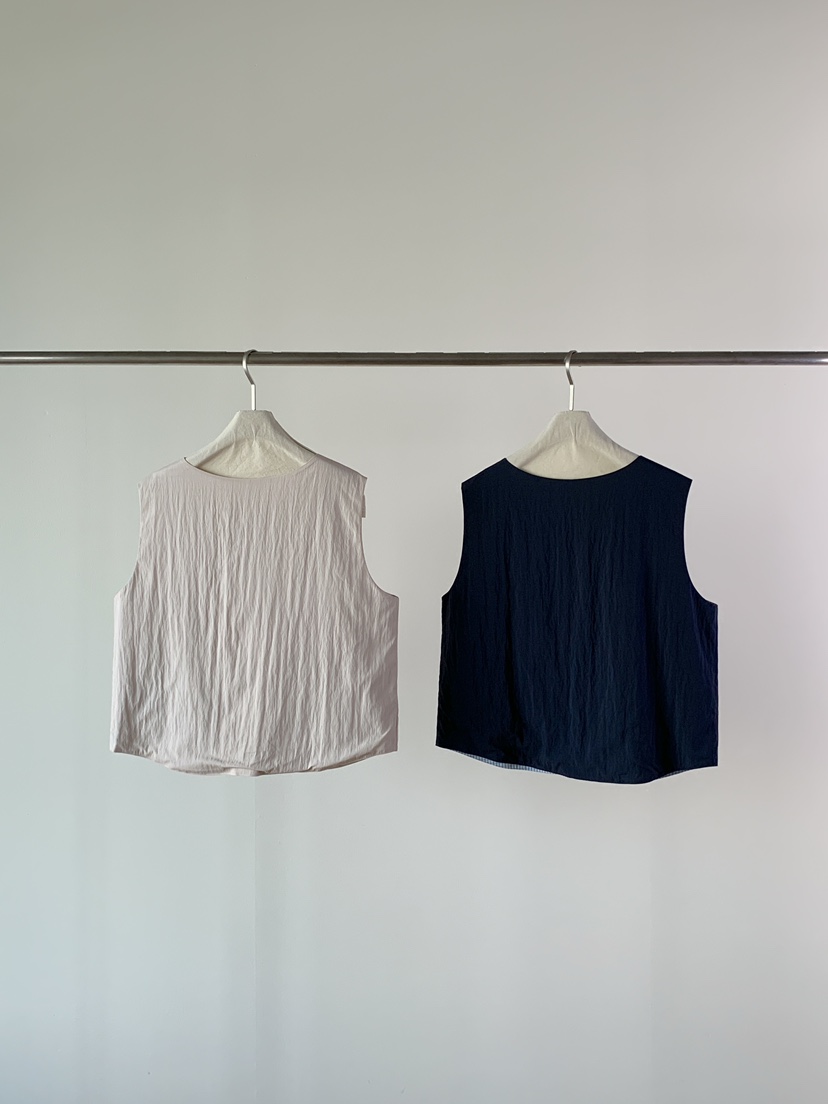 ONE MONE韓國代購㊣女裝新品休閑25春夏推薦馬甲兩面可穿格紋ONE MONE馬甲