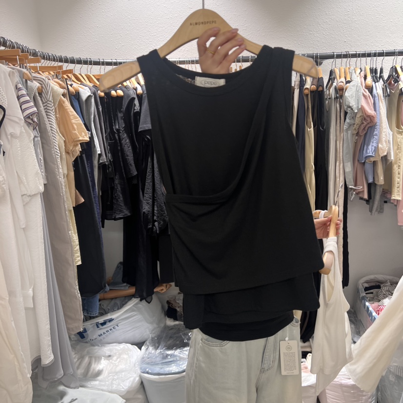 ALMOND PEPE韓國直郵㊣女士新品人氣職業熱賣時尚吊帶背心ALMOND PEPE吊帶/背心圖色2
