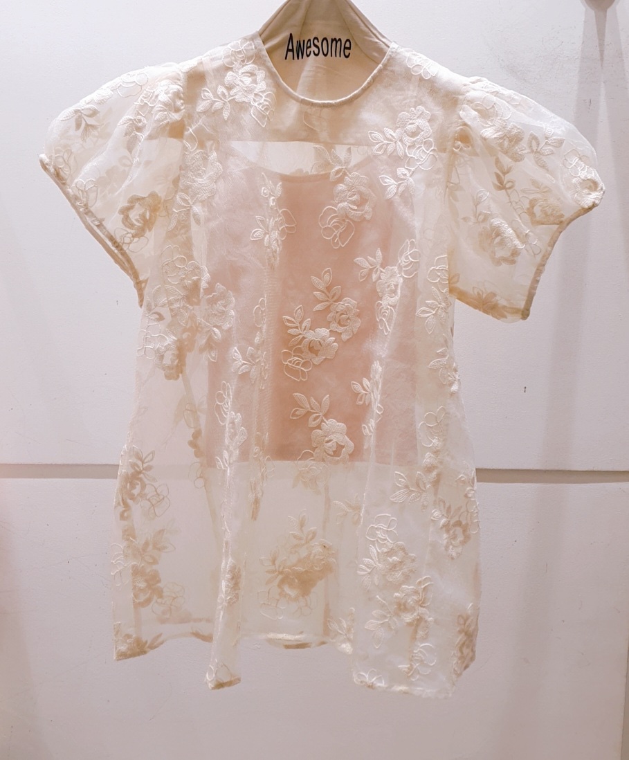 AWESOME-P韓國直郵㊣女士新款人氣真品時尚襯衫蕾絲衫網眼AWESOME-P襯衫/蕾絲衫