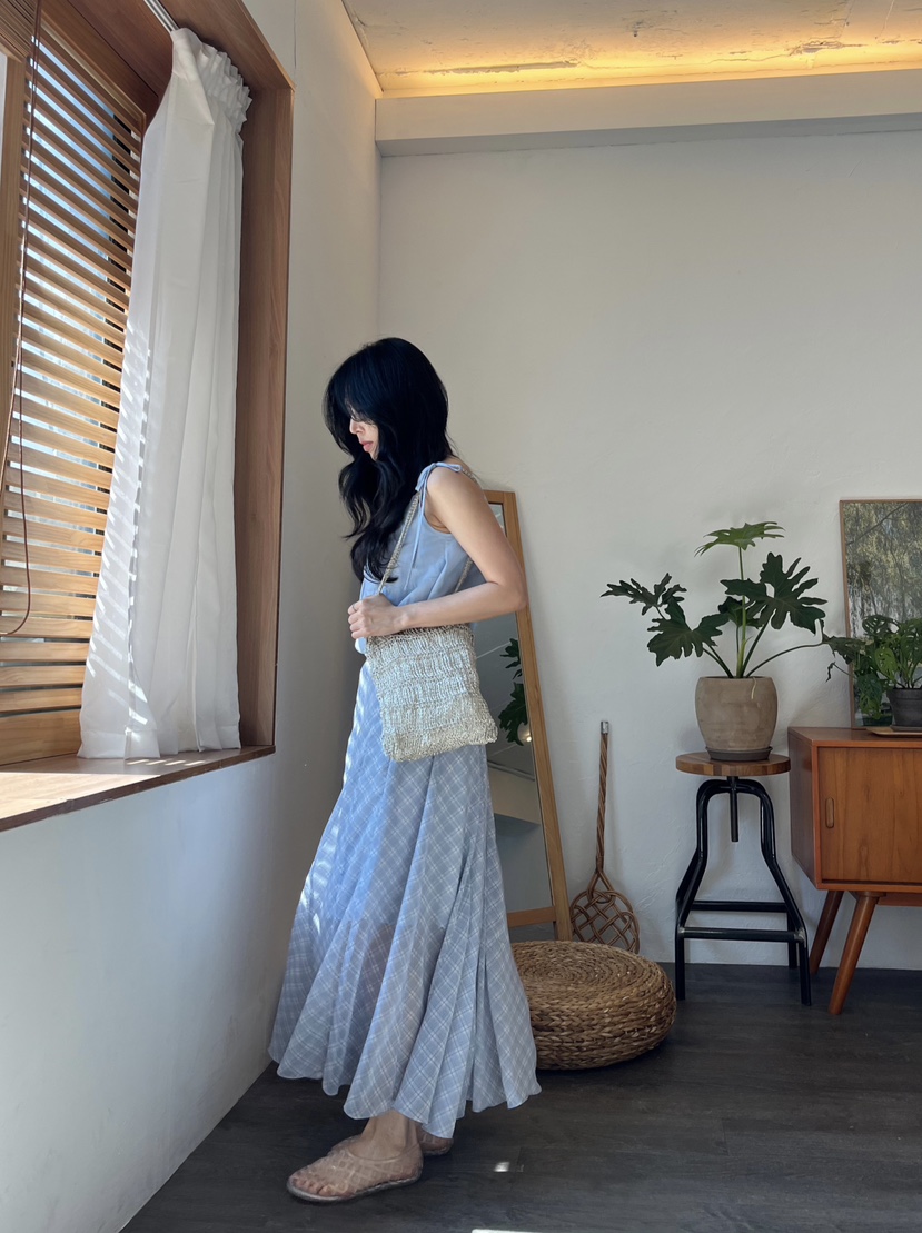 LEMATIN韓國代購㊣女裝新品職業真品推薦25春夏熱賣長裙格紋LEMATIN長裙