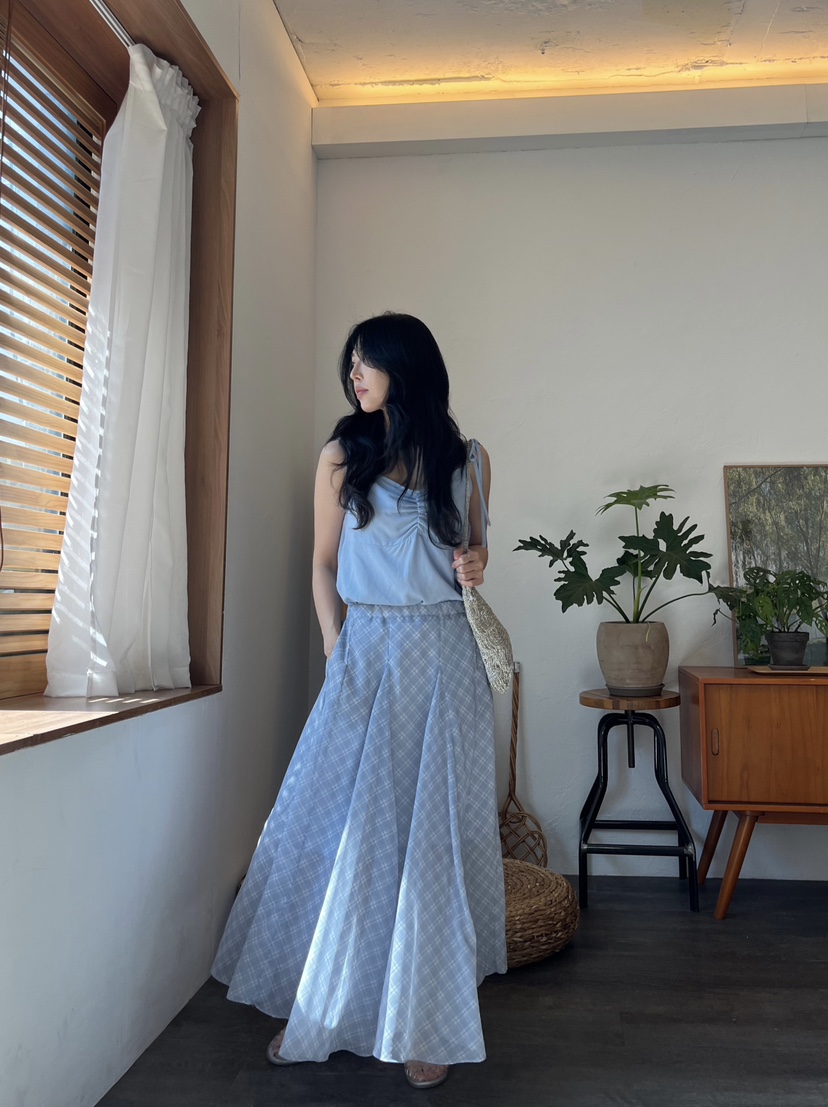 LEMATIN韓國代購㊣女裝新品職業真品推薦25春夏熱賣長裙格紋LEMATIN長裙