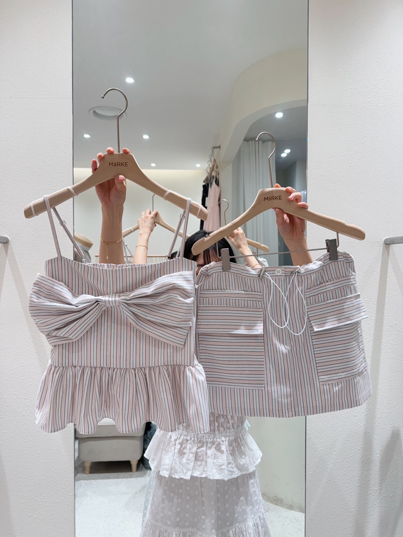 MARKE-P東大門㊣實拍女裝新品人氣25春夏吊帶背心蝴蝶結條紋MARKE-P吊帶/背心