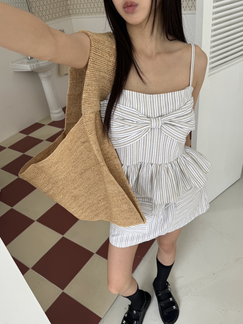 MARKE-P東大門㊣實拍女裝新品人氣25春夏吊帶背心蝴蝶結條紋MARKE-P吊帶/背心