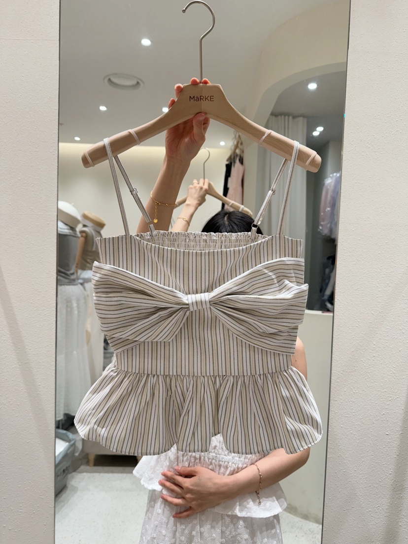 MARKE-P東大門㊣實拍女裝新品人氣25春夏吊帶背心蝴蝶結條紋MARKE-P吊帶/背心圖色2
