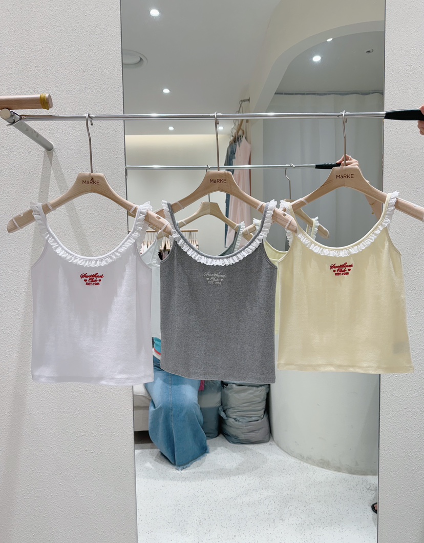 MARKE-P韓國代購㊣女士新品熱賣推薦真品吊帶背心荷葉邊蕾絲MARKE-P吊帶/背心