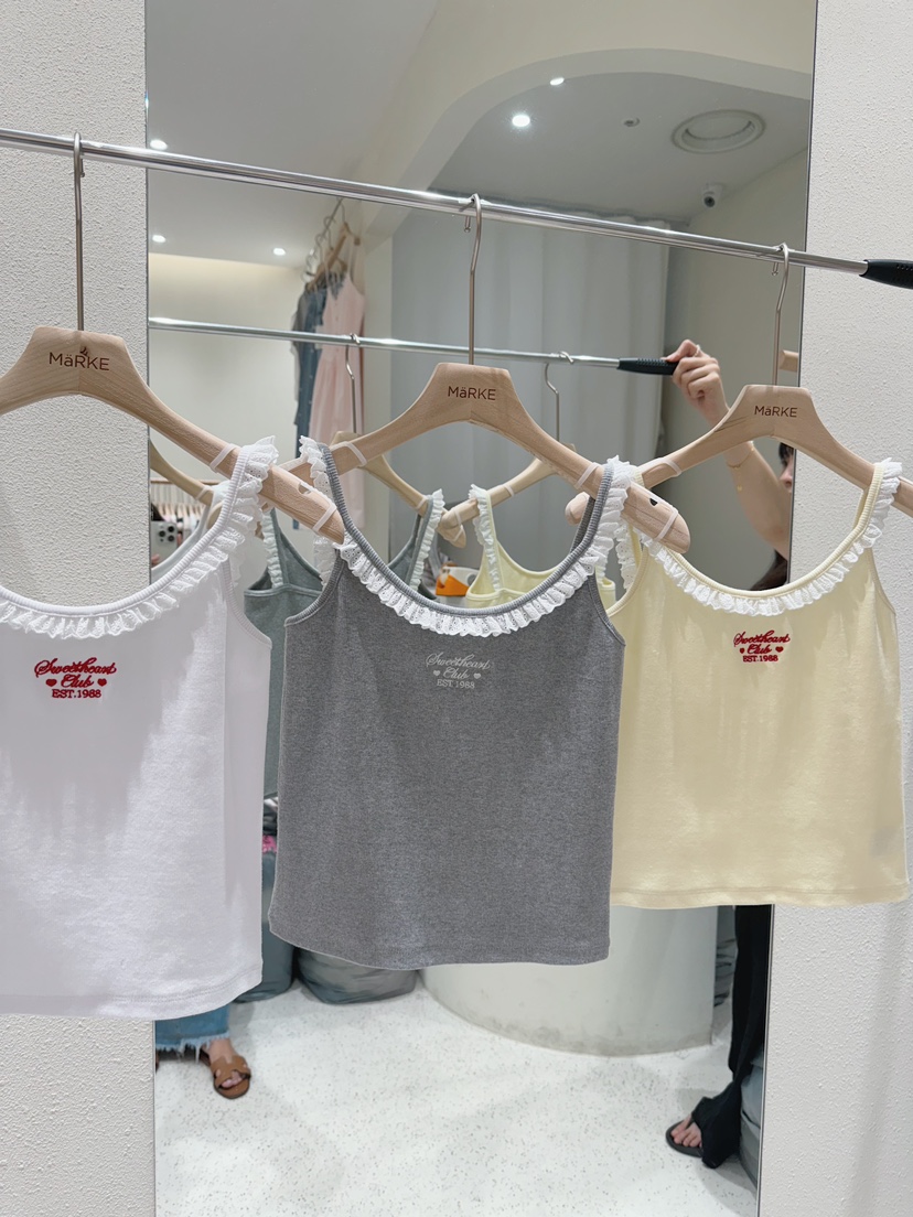 MARKE-P韓國代購㊣女士新品熱賣推薦真品吊帶背心荷葉邊蕾絲MARKE-P吊帶/背心