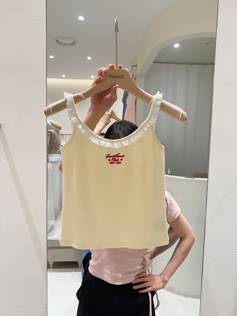 MARKE-P韓國代購㊣女士新品熱賣推薦真品吊帶背心荷葉邊蕾絲MARKE-P吊帶/背心圖色2