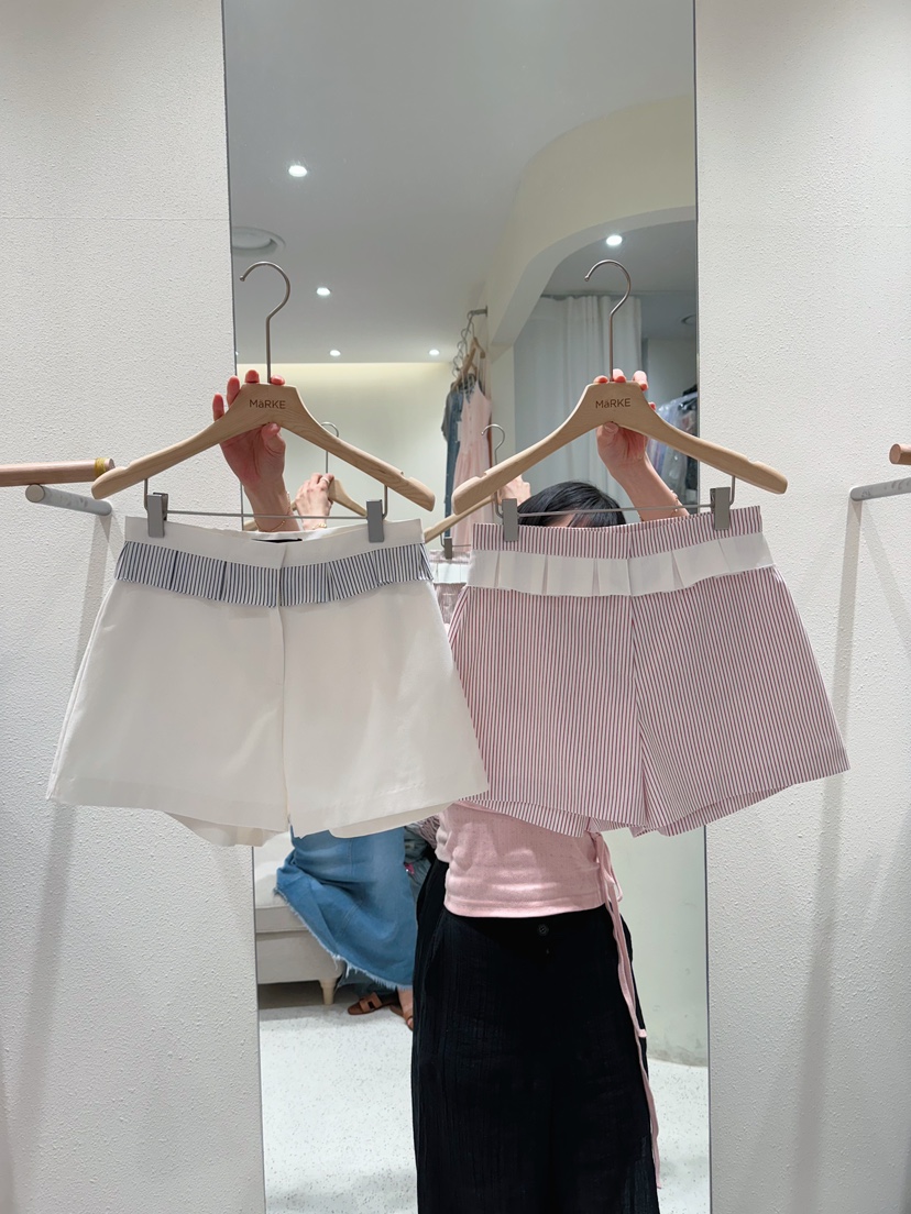 MARKE-P東大門㊣直郵女裝新品時尚推薦真品短褲荷葉邊條紋MARKE-P短褲