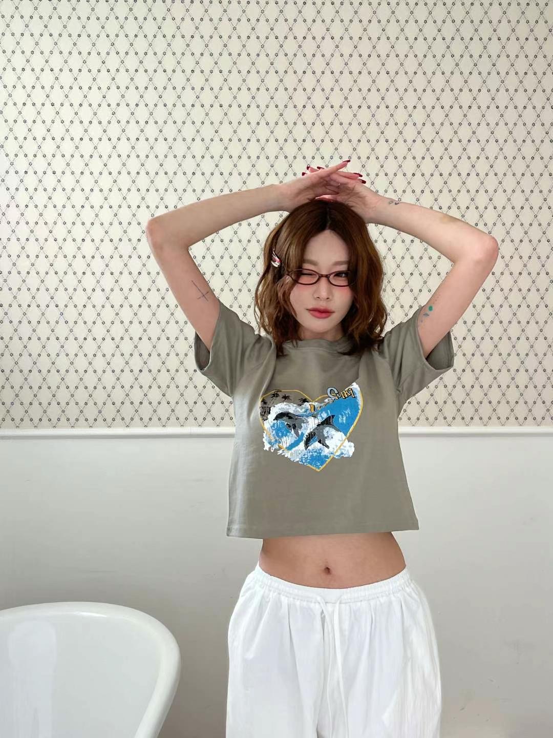 BBIBBICO東大門㊣直郵女裝新品時尚休閑真品推薦25春夏人氣T恤BBIBBICOT恤圖色2