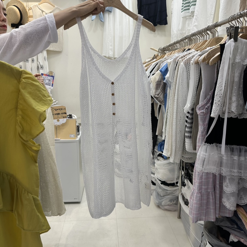HOJAE韓國直郵㊣女士新品職業真品人氣推薦熱賣時尚連衣裙網眼MID-LEVEL JUMP連衣裙