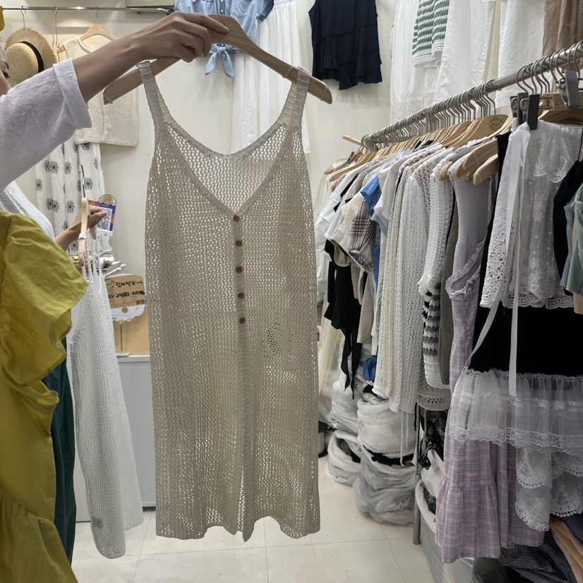 HOJAE韓國直郵㊣女士新品職業真品人氣推薦熱賣時尚連衣裙網眼MID-LEVEL JUMP連衣裙圖色2