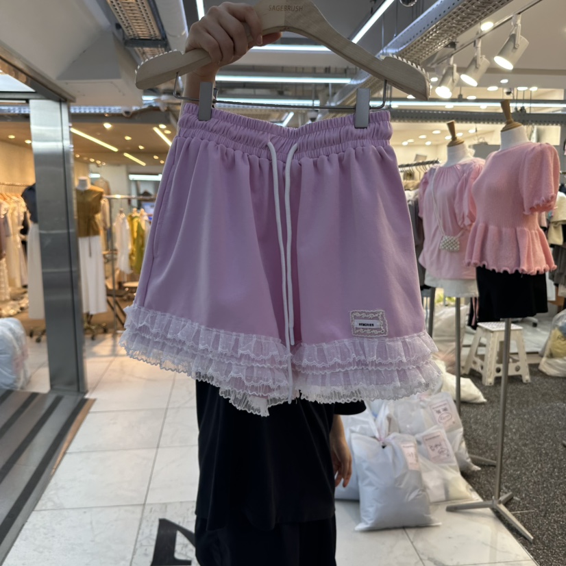 SAGE BRUSH韓國代購㊣女士新品職業25春夏真品時尚短褲蕾絲SAGE BRUSH短褲圖色4