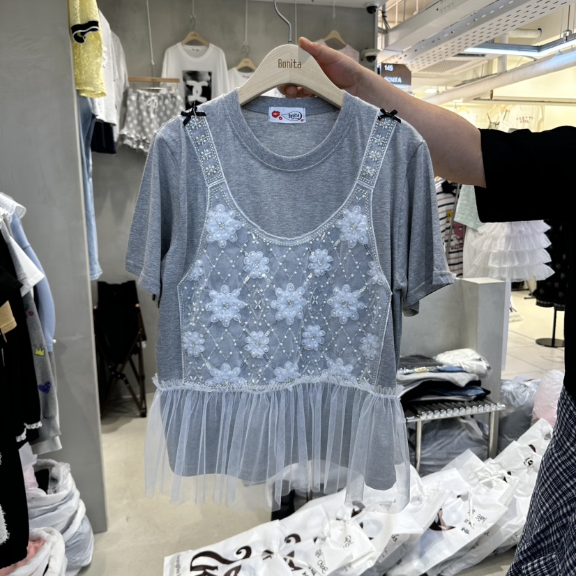 BONITA-Q東大門㊣直郵女裝新品時尚推薦25春夏職業T恤假兩件BONITA-QT恤圖色2