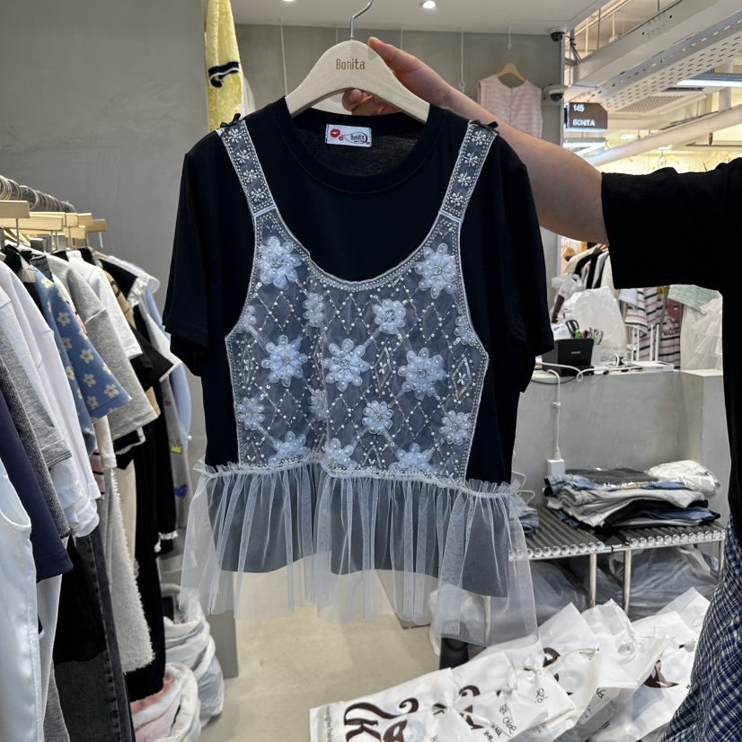 BONITA-Q東大門㊣直郵女裝新品時尚推薦25春夏職業T恤假兩件BONITA-QT恤圖色3