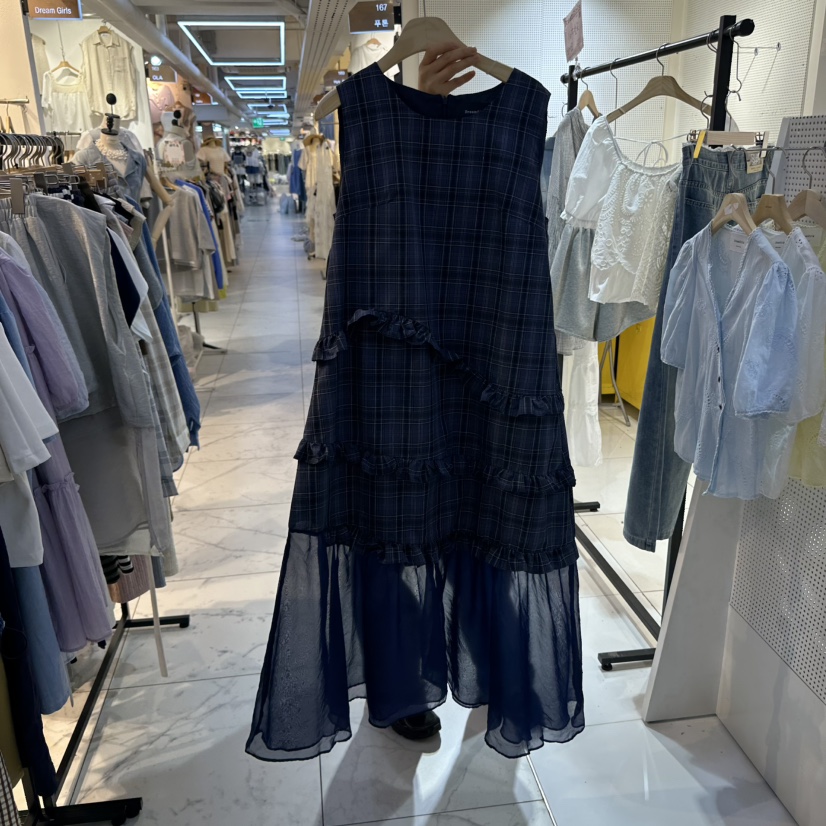 DREAM GIRIS東大門㊣代購女士新品25春夏連衣裙荷葉邊格紋DREAM GIRIS/HOT PLACE連衣裙圖色2