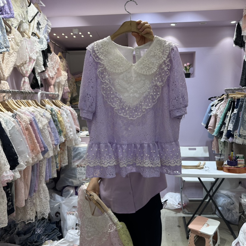 MS東大門㊣代購女裝新品真品時尚休閑職業熱賣推薦襯衫蕾絲衫MS襯衫/蕾絲衫圖色3