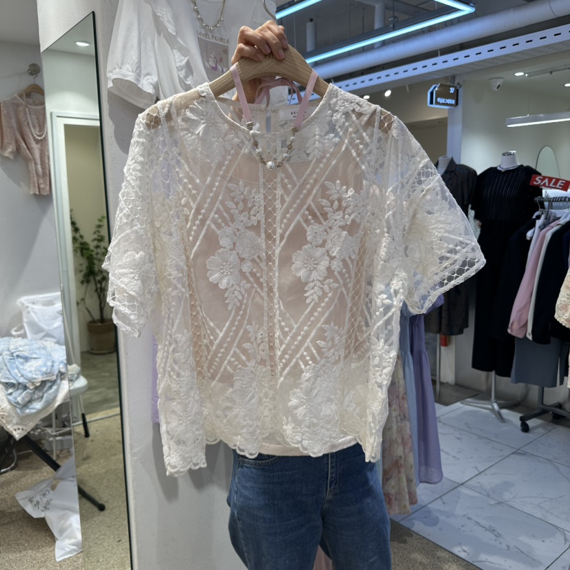 空韓國代購㊣女裝新品熱賣職業25春夏推薦時尚人氣襯衫蕾絲衫BELITA襯衫/蕾絲衫