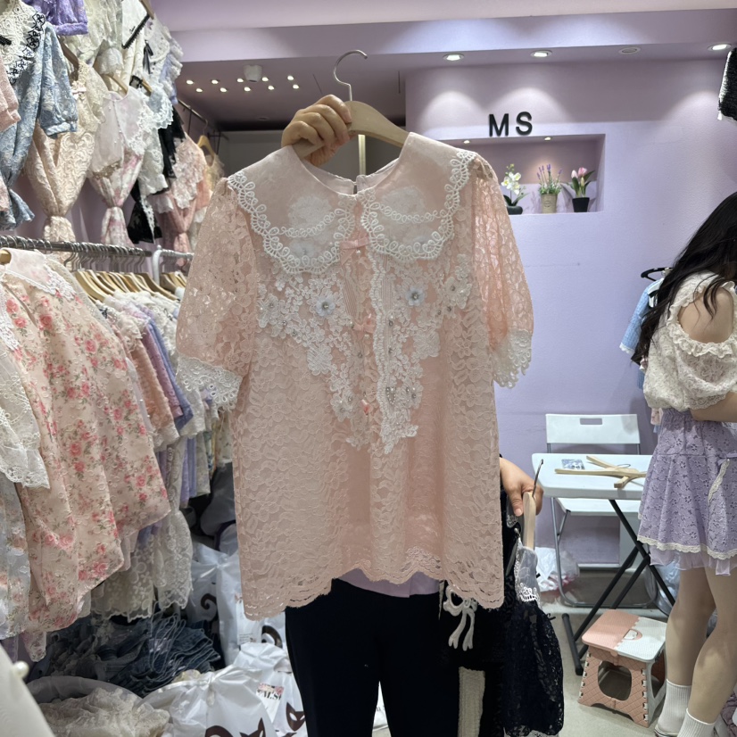 MS東大門㊣代購女裝新款時尚熱賣25春夏真品職業襯衫蕾絲衫MS襯衫/蕾絲衫