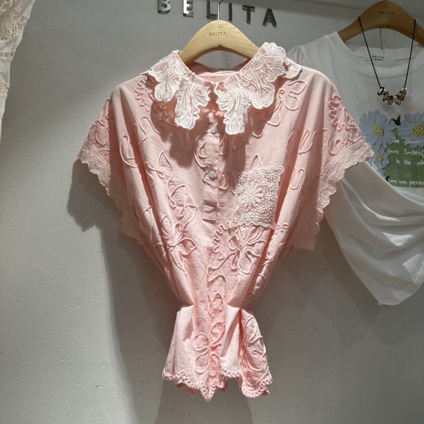 空韓國代購㊣女裝新品熱賣人氣休閑職業真品25春夏襯衫蕾絲衫BELITA襯衫/蕾絲衫