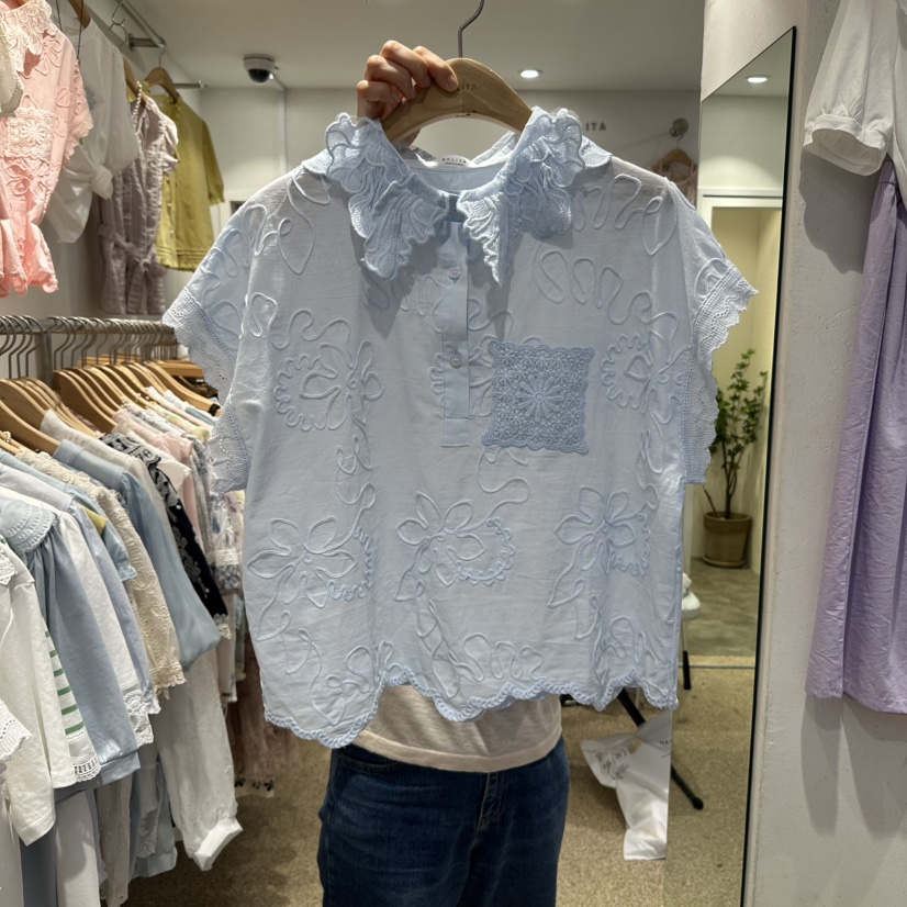 空韓國代購㊣女裝新品熱賣人氣休閑職業真品25春夏襯衫蕾絲衫BELITA襯衫/蕾絲衫圖色3