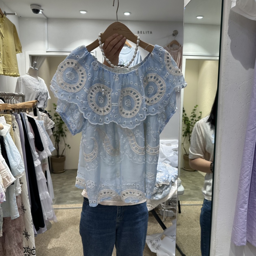 空東大門㊣直郵女士新品25春夏休閑時尚人氣熱賣襯衫蕾絲衫BELITA襯衫/蕾絲衫圖色2