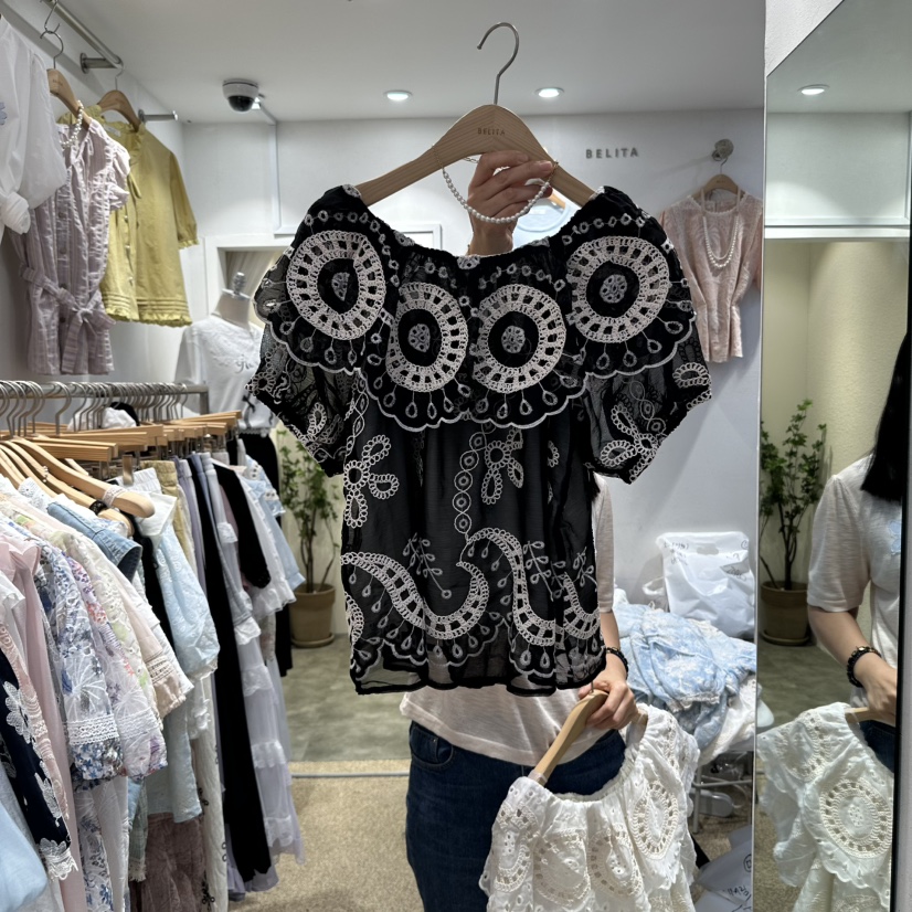 空東大門㊣直郵女士新品25春夏休閑時尚人氣熱賣襯衫蕾絲衫BELITA襯衫/蕾絲衫圖色3