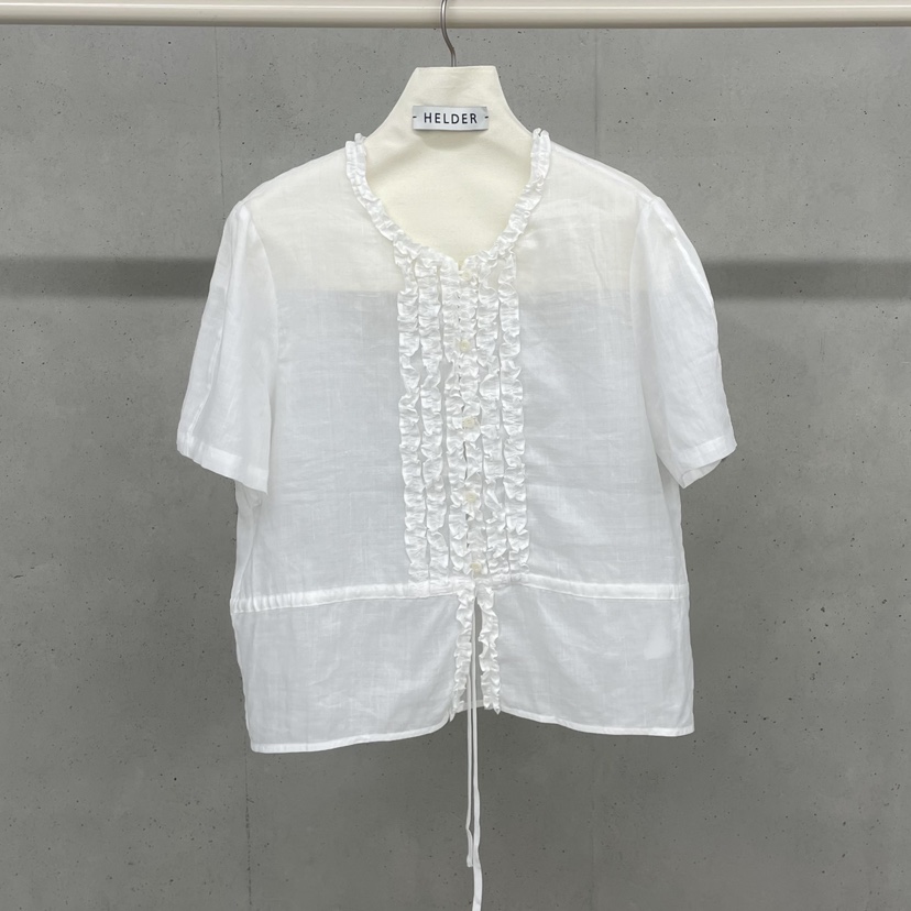HELDER-P東大門㊣代購女士新品時尚25春夏熱賣襯衫蕾絲衫亞麻HELDER襯衫/蕾絲衫圖色1