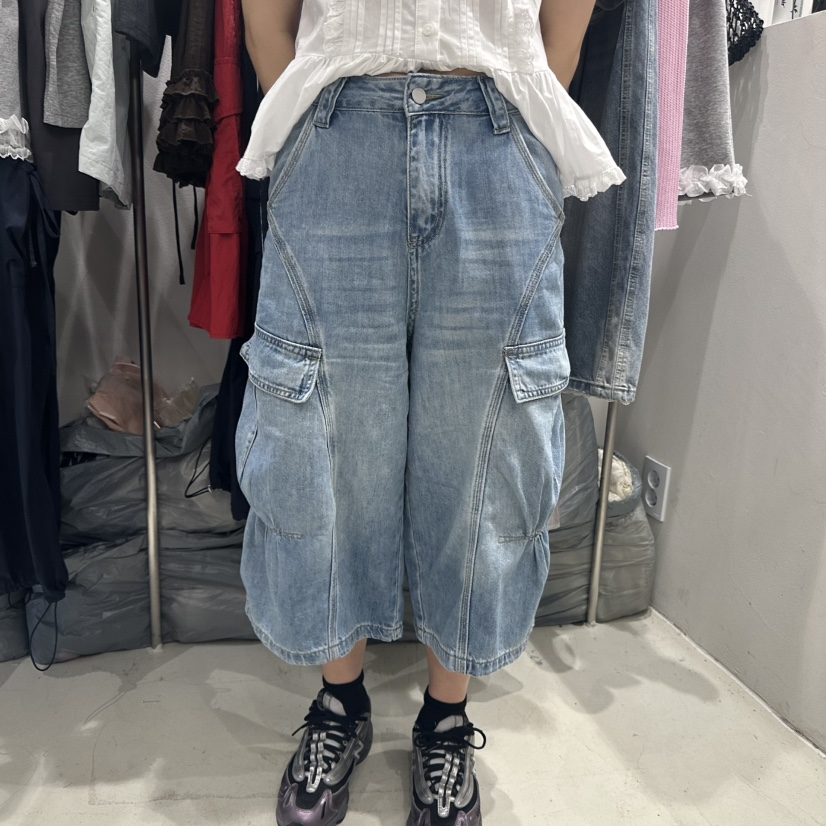 MIMME東大門㊣直郵女士新款時尚熱賣真品推薦短褲不含腰帶口袋MIMME短褲圖色1
