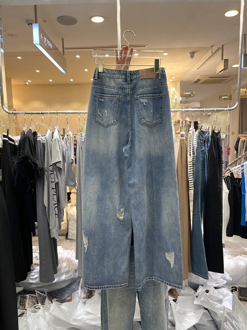 WORK SHOP韓國代購㊣女裝新品人氣真品熱賣25春夏休閑牛仔褲Work_shop牛仔褲