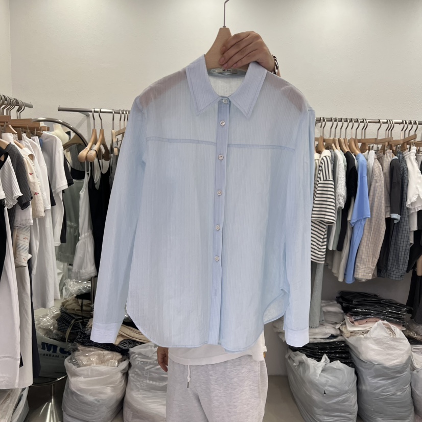 LELEN東大門㊣實拍女裝新品熱賣時尚職業25春夏休閑襯衫蕾絲衫LELEN襯衫/蕾絲衫圖色2