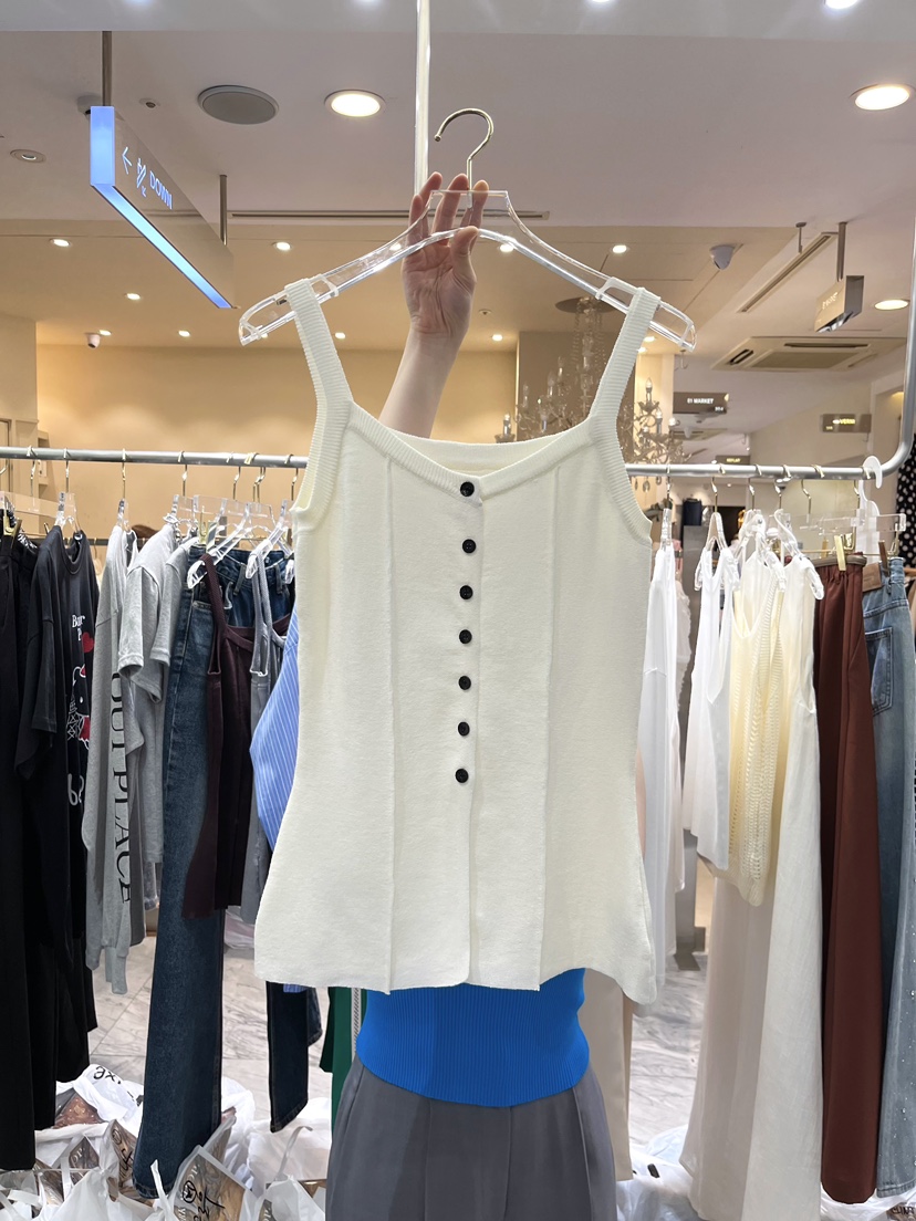 WORK SHOP韓國代購㊣女裝新款25春夏推薦休閑吊帶背心緊身Work_shop吊帶/背心圖色1