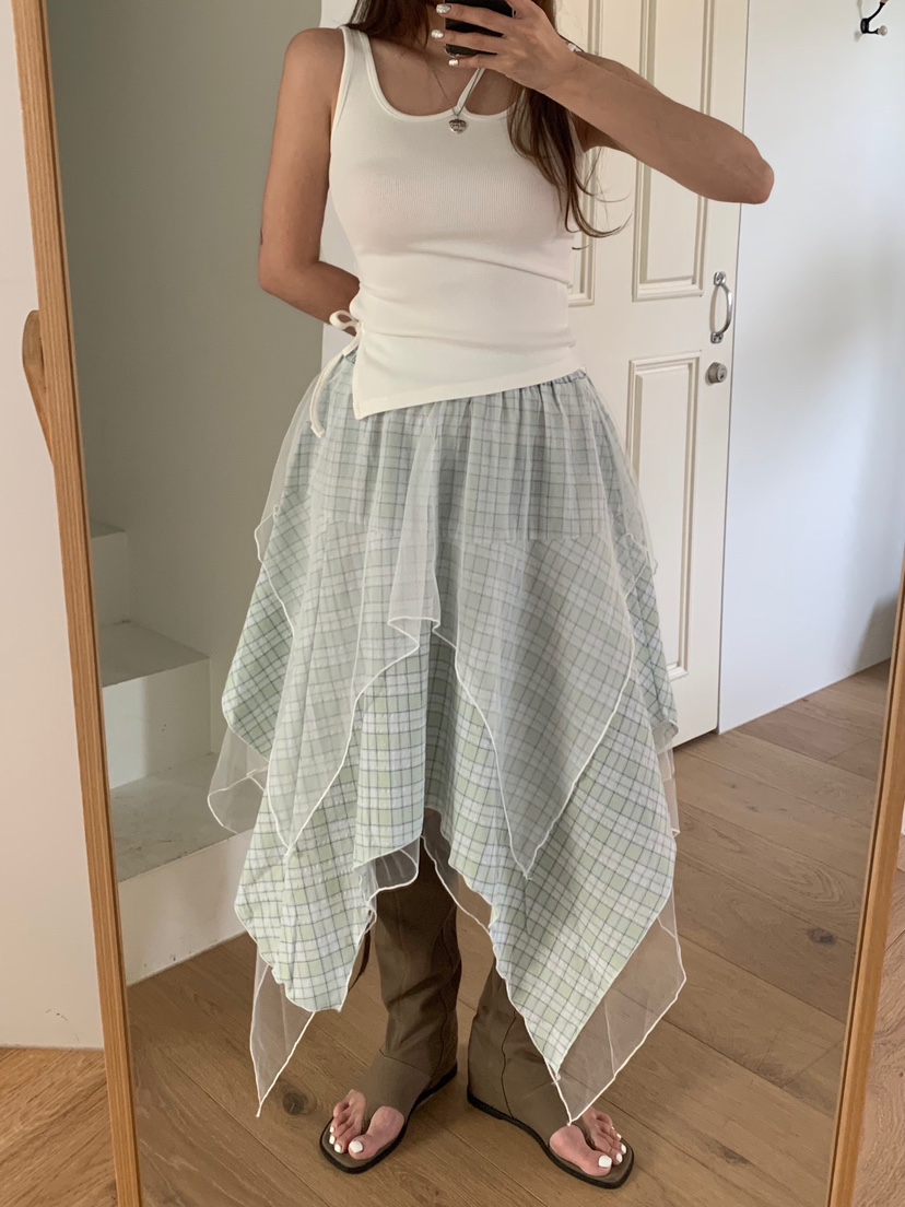 BADCALM東大門㊣代購女裝新品熱賣職業半身裙中短裙格紋半身裙BADCALM半身裙/中短裙