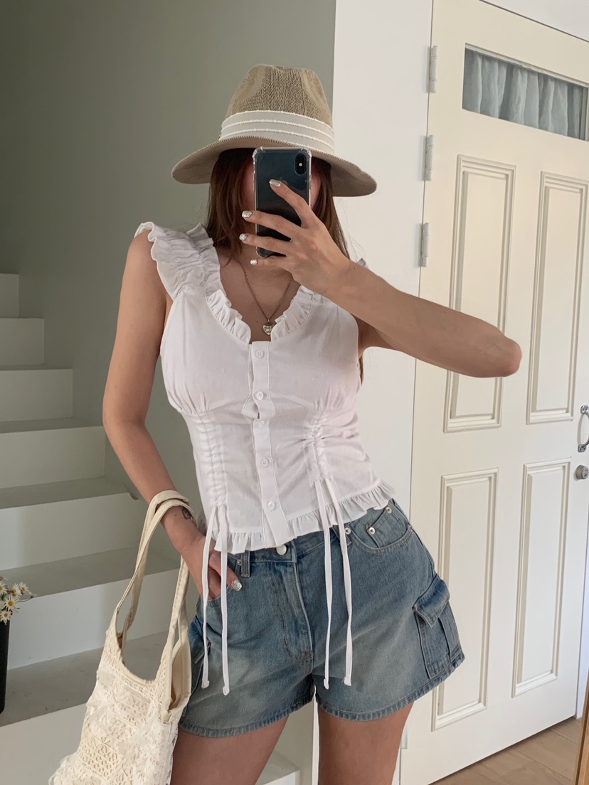 BADCALM東大門㊣代購女裝新款真品休閑時尚推薦25春夏襯衫蕾絲衫BADCALM襯衫/蕾絲衫圖色2
