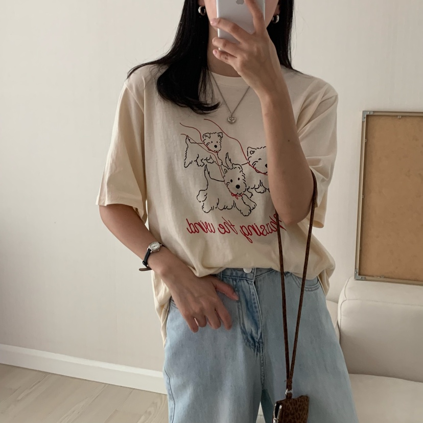HELLO JINI韓國代購㊣女裝新品時尚人氣休閑25春夏職業T恤HELLO JINIT恤