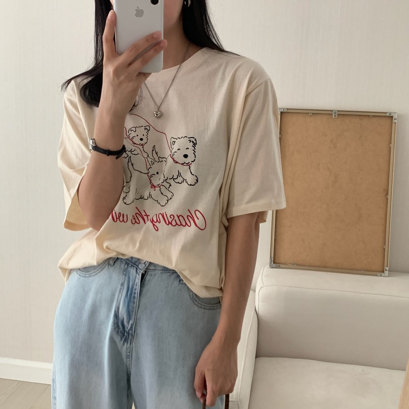 HELLO JINI韓國代購㊣女裝新品時尚人氣休閑25春夏職業T恤HELLO JINIT恤