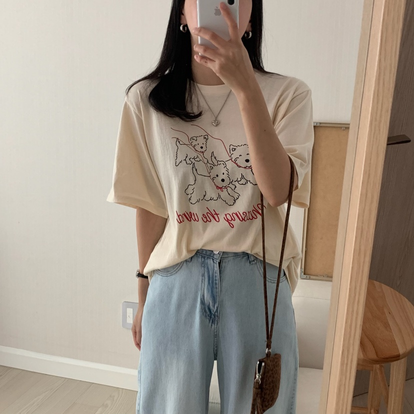 HELLO JINI韓國代購㊣女裝新品時尚人氣休閑25春夏職業T恤HELLO JINIT恤