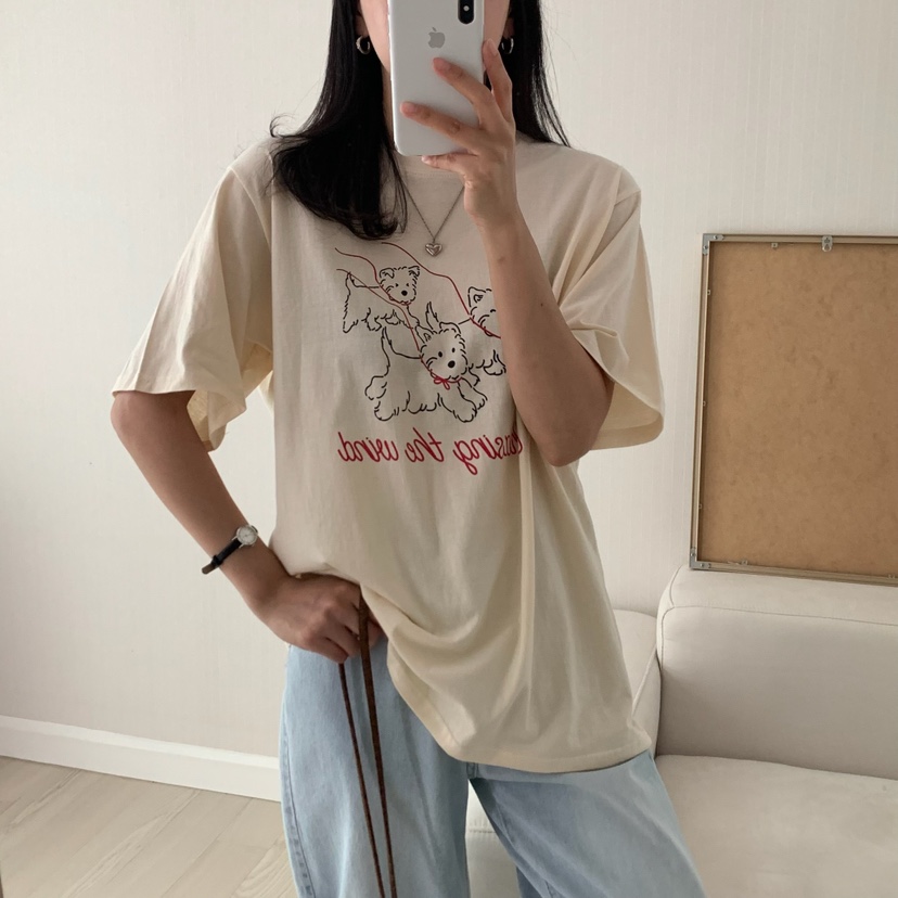HELLO JINI韓國代購㊣女裝新品時尚人氣休閑25春夏職業T恤HELLO JINIT恤