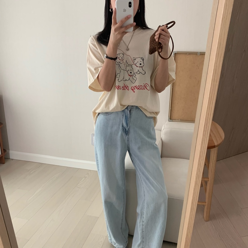 HELLO JINI韓國代購㊣女裝新品時尚人氣休閑25春夏職業T恤HELLO JINIT恤